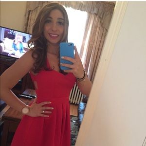 Red heard cut out dress